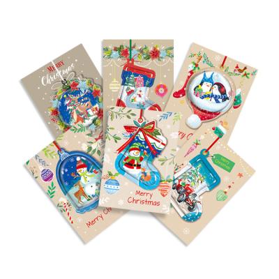 China Europe/America/Oceania Wholesale Custom Printing With Envelopes Santa Claus Kraft Paper Holiday Merry Christmas Decoration Personalized Greeting Cards for sale