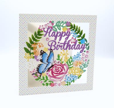 China Europe/America/Oceania Unique Blank Postcard Insert Gift Customize Blank Floral Laser Cut Birthday Cards for sale