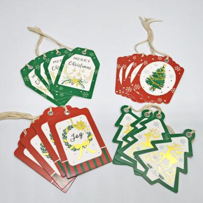 China Recyled Factory Printing Tag Set Package Christmas Stamping Gold Foil For Hanging Custom Paper Gift Tags for sale