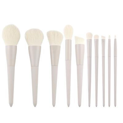 China Angular Blush Wooden Tapered Handle Fiber Brush 10PCS Makeup Set Brush Main Facial Makeup Beauty Tool PU Premium Package for sale