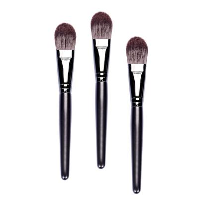 China Sale Single Flat Brush Aluminum Wood Handle Ferrule Synthetic Hair Make Up Brush For Cosmetic for sale