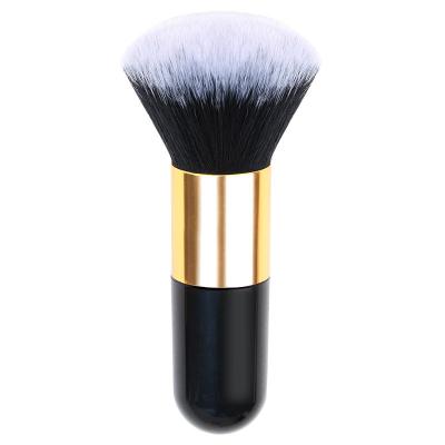 China Fan Brush Wooden Handle Synthetic Fiber Super Soft Mini Foundation Face Makeup Brush Custom Wholesale for sale