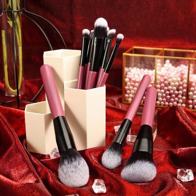 China Angular Blush Good Quality 10pieces Purple Plastic Handle Comfortable Nylon Brush Makeup Brush Set for sale