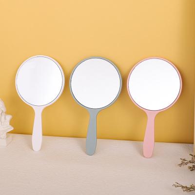 China Hand Held Round Cosmetic High Quality Plastic Handle Mini Portable Mirror Personalized Cosmetic Mirror ABS for sale