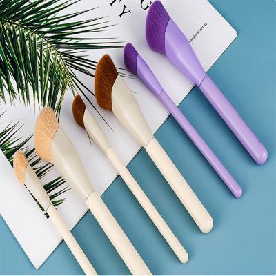 China Angular Blush Clean Simple Colorful Portable Private Custom Face Makeup Brushes 2pcs Small In Brand Lots for sale