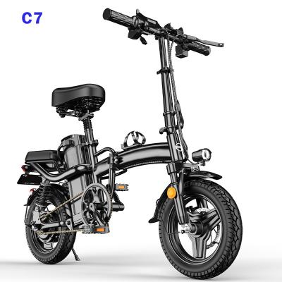 China 14inch Steel Tire Ebike 48V 400W With Seat Suspensions Resistance Long Folding Electric Bike for sale