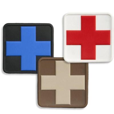 China 3D Rubber Badge 3D Swiss Flag Red Cross Patch Rescue Armband Rubber Patches for sale