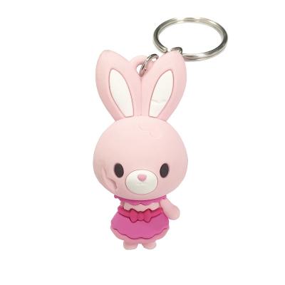 China Cartoon Rubber White Bunny Big Rabbit Doll Bag Car Couples Gift Key Chain Pendant Key Chain Pendant for sale