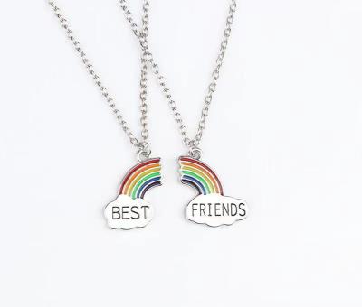 China New Design FASHIONABLE Personality Best Friend Rainbow Romantic Oil Drop Splicing Pendant Necklaces for sale