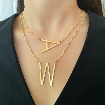 China BOHEMIA Tarnish Free 18k Gold Plated Stainless Steel Initial Statement Pendant Necklace With Letter for sale