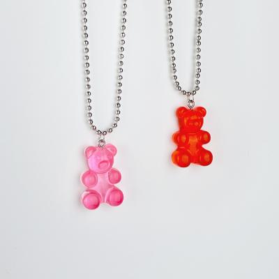 China Cute Teddy Acrylic Colorful Gummy Bear Pendant Necklace Women for sale