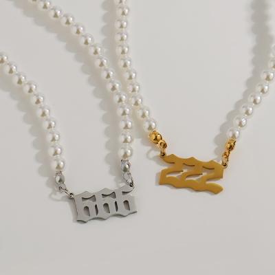 China 2021 Fashion Trendy Custom Stainless Steel Number Bead Charm Necklaces 000-999 for sale