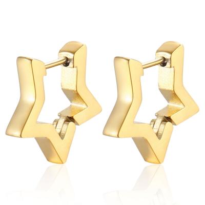 China High Quality Tarnish Free Jewelry 18k Gold Plated Earrings Cut Stainless Steel Chunky Geometric Stud Earrings for sale