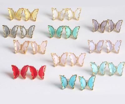 China BOHEMIA Girl Woman Fashion Jewelry Crystal Glass Butterfly Stud Earrings for sale