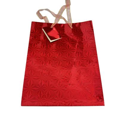 China Bio-degradable Eco Friendly Wholesale Luxury Shopping Bag Custom Printed Red Paper Bag With Gold Stamping Logo for sale