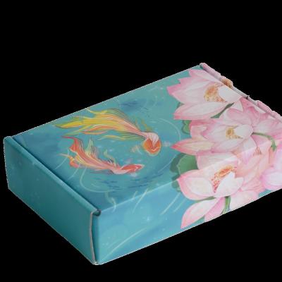 China Bio-degradable Custom corrugated gift box shipping paper mail box packaging, with logo stickers + paper bag + tissue paper + gift card for sale