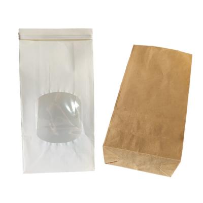 China Moisture Proof Side Gusset Kraft Paper Window Bags Stand Up Bpttom Packaging Bag Fast Food Package Paper Flat Doypack for sale