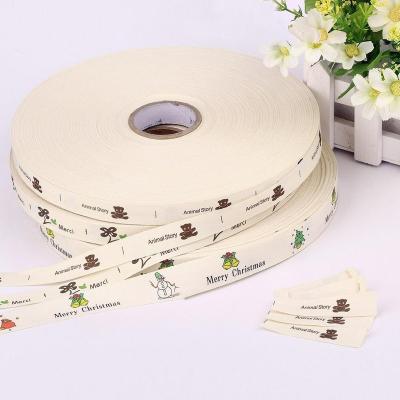 China Sustainable Apparel Custom Cotton Printed Label Roll For Garment for sale