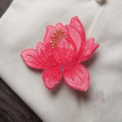 China custom 3D flower appliqued embroidery patches for apparel with adhesive for sale