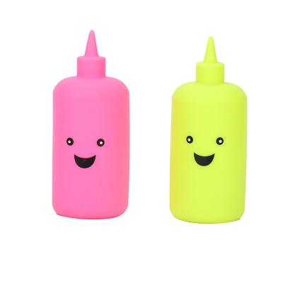 China Factory Direct Viable Eco-Friendly Funny Squeaky Dog Sauce Bottle Smile Squeaky Toys Squeaky Chew Toys for sale