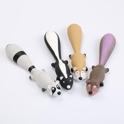 China Custom Raccoon Viable Shape Pet Chew Toys Soft Latex Toy For Pet Squeaky Clean Teeth Pet Toy Dog Chew Resistant Chew for sale