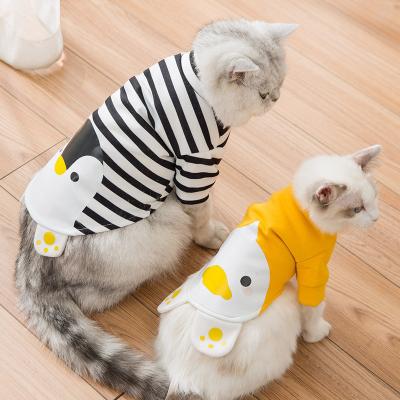 China Wholesale Viable Pet Spring Plus Velvet Warm Clothes Teddy Cat Milk Silk Cute Cartoon Biped Clothes for sale