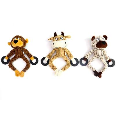 China Top Selling High Quality Dog Stocked Toy Monkey Squeak Toy Squeak Toy Corduroy Durable Animal Shape Pet Training for sale