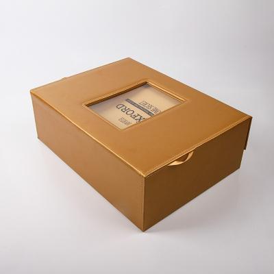 China China Factory Gift Packaging Box OEM Color Clear Acrylic Panel Elegant Gift Packaging Handmade Yellow Leather Design Available for sale