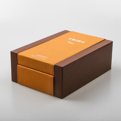 China Best Selling OEM Factory Design Unique Style Handmade Logo High Quality Leather Perfume Box Leather Packaging For Gift for sale