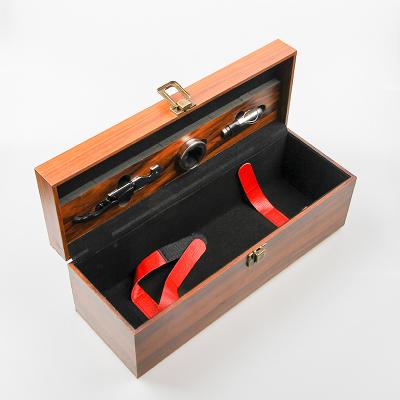 China Amazon Fashionable Hot Sale In Box Fast Shipping Leather Single Bottle Wooden Bottle Wine Packing Wine Wooden Box For Wine Bottles for sale