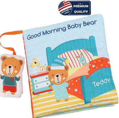 China Hot Selling Soft Elastic Plush Soft Cloth Book Creative Baby Activity Fold Books Teddy Bear, Interactive Books for Babies Toddlers Infants Kids for sale