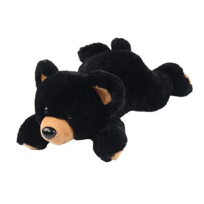 China Creative Popular Black Bear Cute Lying Stuffed Animal Wholesale Gift Toy Black Plush For Children Gift for sale