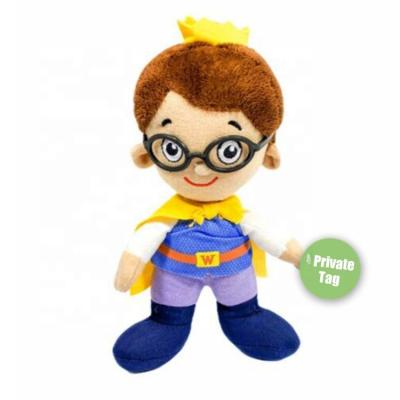 China stuffed & Toy Customize Community Anniversary Embroidery Cartoon Prince Man Boy Soft Doll Stuffed Plush Toy With Superhero Cape for sale