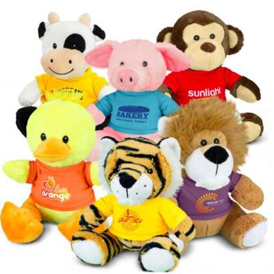 China Custom Stuffed Plush Toy Mascot Cow Monkey Lion Shark Horse Koala Pig Duck Tiger Kangaroo Goat Lamb Sheep Stuffed Toy With T-shirt for sale