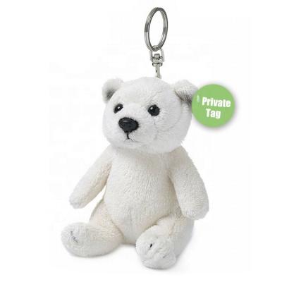 China Plush Custom 10cm Cuddly Cream White White Pendant Animal Keychain Small Stuffed Teddy Bear White Bear Key Chain Custom Plush Toy for sale