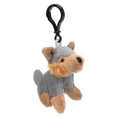 China Custom Cute Small Plush Toy Soft Gray Brown Wolf Plush Toy Soft Disk 10cm Key Chain for sale