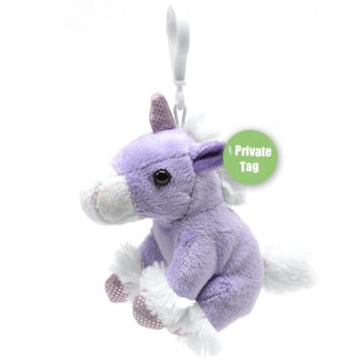 China Promotional custom 10cm purple plush shinny horn soft plush unicorn glitter pony head chain horse plush toys for sale