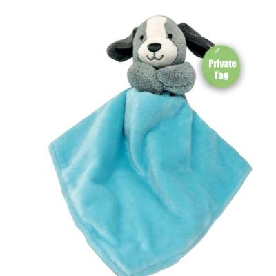 China Plush Custom Design Baby Puppy Teal Aqua Blue Comforter Soft Plush Security Blanket Toy With Stuffed Animals for sale