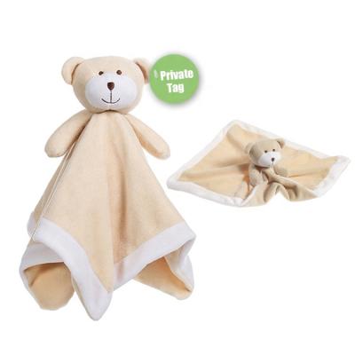 China Custom 35cm Soft Plush Toy Brown Rattle Plush Rattle Teddy Bear Baby Comforter Plush Toy With Blanket for sale