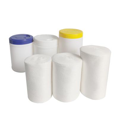 China Printed Disposable Perforated PP Spunbond And PP Meltbond Dry Wiper Passes Dry To Roll Wet Wipes In Canister Makers for sale