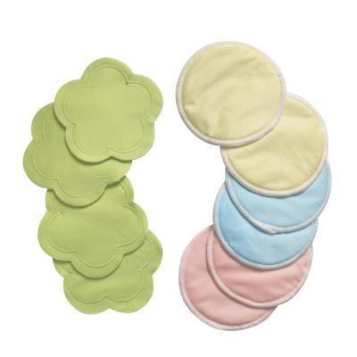 China 10pcs/bag stock 4 color round shape+ flower ABSORBENT reusable organic bamboo breast nursing pads 10bag/lot with mesh laundry bag for sale