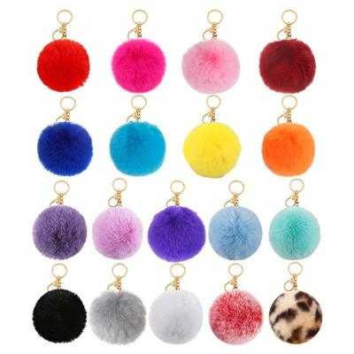 China Decorate Fur Key Ball 10cm Faux Rabbit Faux Pompom Fashion Key Chain For Women And Girl for sale