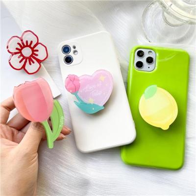 China Popular Adjustable Griptok Foldable Phone Acrylic Grip Eject Cell Phone Stand Holder Customized Phone Grip With Flower Design for sale