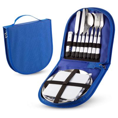 China Viable Camping Waterproof Mess Kit 12 Piece Silverware Cutlery Outdoor Travel Organizer Kit Utensil Picnic Set for sale