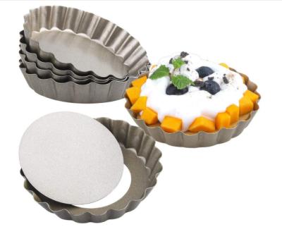 China Wholesale Sustainable High Quality Nonstick Carbon Steel Round Shape Tart 4 Inch Pizza Pie Quiche Pan With Removable Bottom for sale