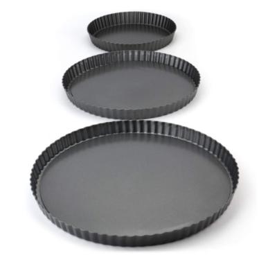 China Sustainable 4 Inch 9 Inch Kitchen Baking Pan Round Shape Cake Molds Carbon Steel Quiche Baking Tart Pan Removable Bottom Non-Stick Pie Molds for sale