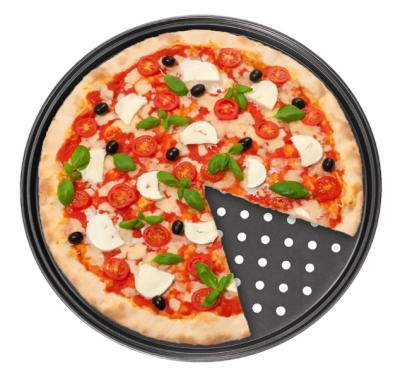 China Wholesale Sustainable 12inch Round Crunchy Kitchen Bakeware High Quality Home Non-Stick Round Pizza Carbon Steel 2 Pack Mold for sale