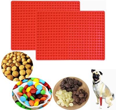 China Viable 468-Cavity Chocolate Mini Round Silicone Snack Cookie Lozenge Gummy Candy Jelly Dog Cat Pet Cooking Baking Mat Sheet Molds for sale