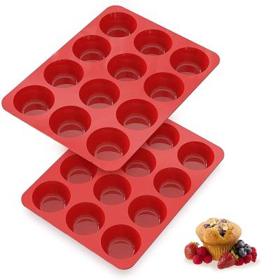 China 12 Cups Sustainable Silicone Candle Mold Cupcake Pan Muffin For Baking Baking for sale