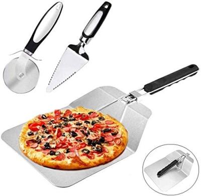 China Viable hot sale foldable handle pizza peel pizza spatula set stainless steel pizza paddle shovel cutter wheel pie server for sale